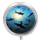 Hammerhead Sharks Pill Box-3 Compartment Small Pill Case Travel Pill Box for Purse & Pocket Portable Daily Pill Organizer to Hold Supplements Vitamins