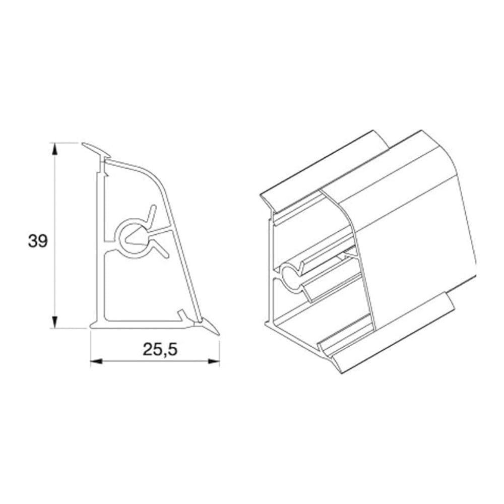 Alzatina Becco per Top Cucina e Piano di Lavoro, 3 Pezzi, 2 da 2mt e 1 da 1mt, Profilo di Finitura in PVC Rivestito in Carta, Faggio Chiaro