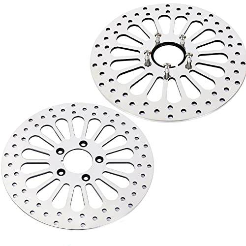 11.5'' 2 Piece Front Brake Rotor for Harley Davidson Touring Softail Sportster Dyna Early Super Glide,Mirror-Polished Vibration Proof Hardened Stainless Steel Rotors Motorcycle Models