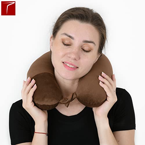 Image of Trajectory Supercomfy Brown Neck Pillow Rest Cushion for Travel in Flight car Train Airplane with 2 Years Warranty for Men and Women(Pack of 2)