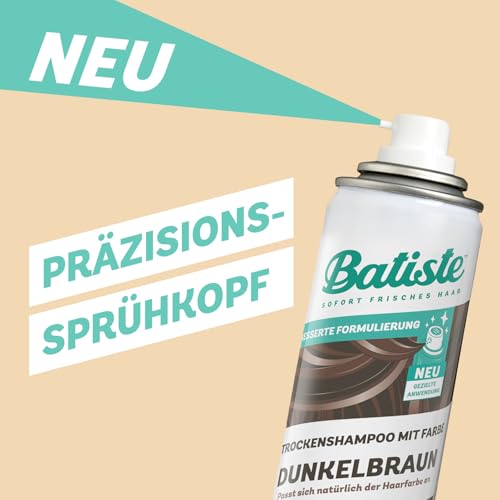 Batiste Trockenshampoo für dunkles Haar 200 ml, Dry Shampoo zum Auffrischen und Stylen, Haarpflege Spray mit einem Hauch von Farbe, Ohne Rückstände, Ohne Ausspülen, Haarstyling mit Farbeffekt