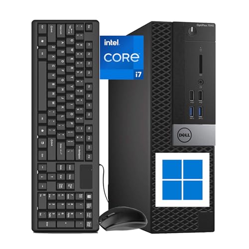 Dell Optiplex 7040 SFF Petit Facteur de Forme Bureau, Intel Quad Core i7-6700, 8 Go de RAM, 256 Go de SSD, 4K Support, WiFi, Bluetooth, Win11 Pro (Rénové)