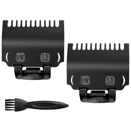 2 Pack Replacement for Wahl Clipper Guards Set Guide Comb Attachment 1/16 (1.5 mm) Compatible with Wahl 1/2 Clipper Guard Black
