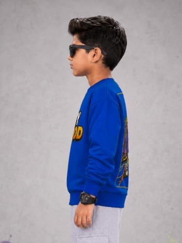 Image of KiddoPanti Boys Solid Round Neck Full Sleeve Fleece Sweatshirt | 60% Cotton 40% Polyester | Soft Warm Winter Pullover | Ribbed Cuffs & Hem | Casual Winter Sweatshirt for Kids