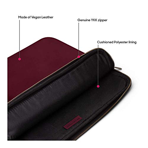 Image of DailyObjects Zippered Sleeve for MacBook & Laptop 13 Inch | Solid Burgundy PU Leather Sleeves with Inner Lining | Durable Stylish Light Weight Sleek Design with Zip Closure