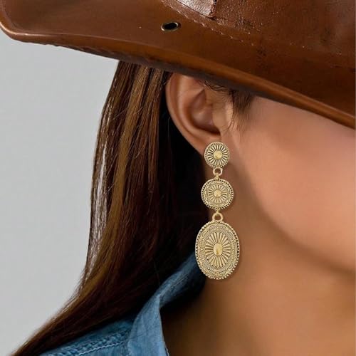 Western Earrings Jewelry for Women Gold/Silver Turquoise Earrings Vintage Concho Earings Country Concert Outfits Western Christmas Jewelry Gifts for Women Stocking Stuffers3