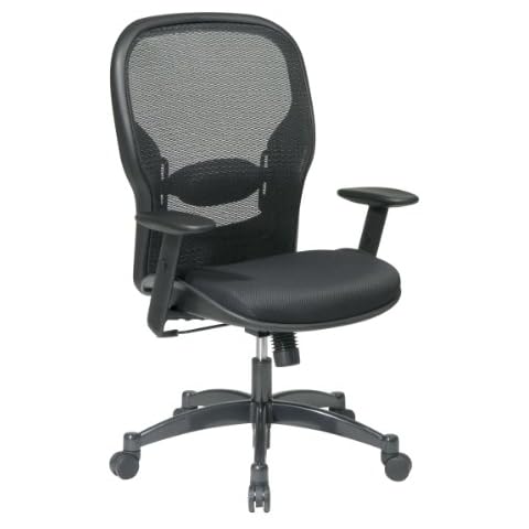 SPACE Seating Breathable Mesh Black Back and Padded Mesh Seat, 2-to-1 Synchro Tilt Control, Adjustable Arms and Lumbar Support with Gunmetal Finish Base Managers Chair Cover
