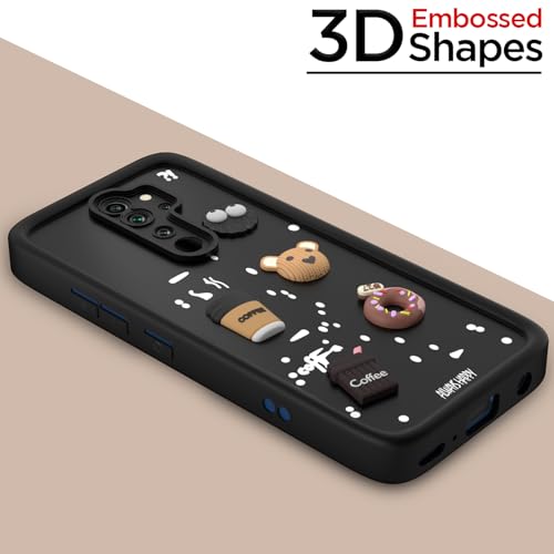 Image of Pikkme Back Cover for Redmi Note 8 Pro | Cute Fun Cartoon 3D Bear Silicone Full Body Protection Bumper Cover (Black)