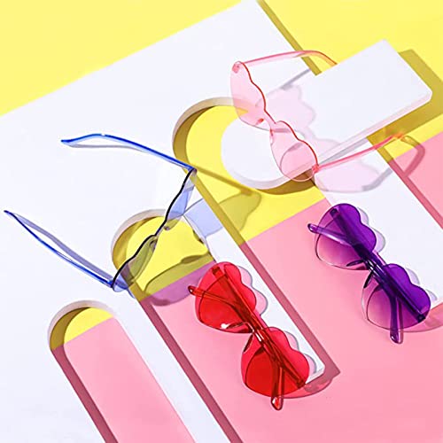 SansRealmL Heart Glasses, Heart Sunglasses, Colour Party Glasses, Funny Costume Glasses, 8 Pairs Rimless Colourful Heart Glasses Heart Sunglasses