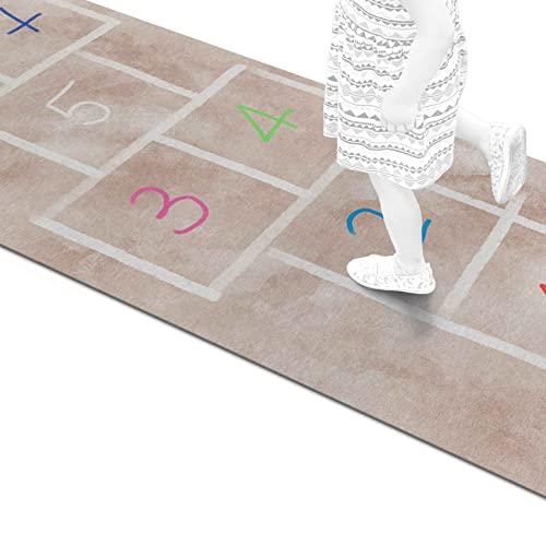 ANRO Spielteppich Teppich Läufer Kinderteppich Spieleboden Hüpfspiel Hüpfkästchen rutschfeste...