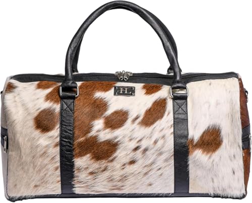 Cowhide Leather Duffle Bag for Men and Women - Genuine Leather Gym Duffle Bag, Weekend Overnight Travel Bag (Tan brown)2