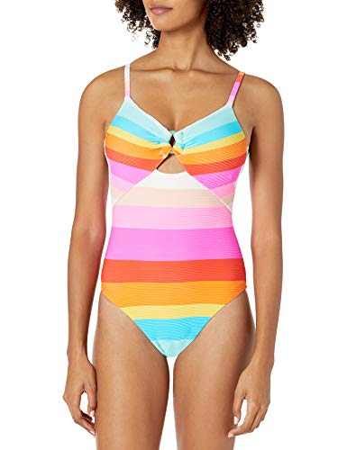 Trina Turk Women's High-Leg Scoop Neck Maillot One Piece Swimsuit, Multi//The Anniversary-Sunrise Stripe, 6