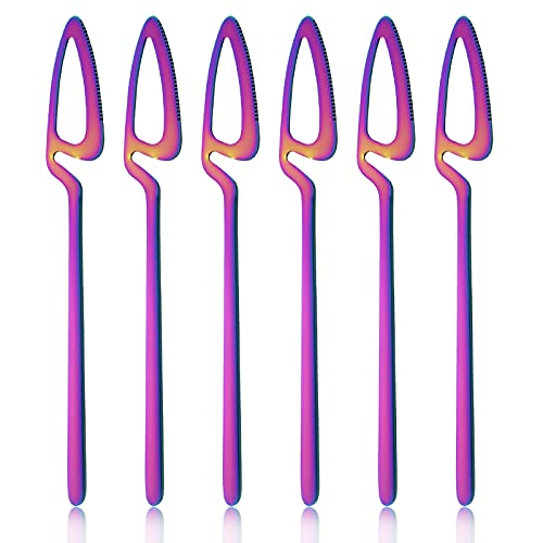 Snplowum 6Pcs Matte Rainbow Dinner Knife Flatware, 8.4-inch Hangable & 18/10 Stainless Steel Bread Jam Knife Steak Dessert Butter Knife