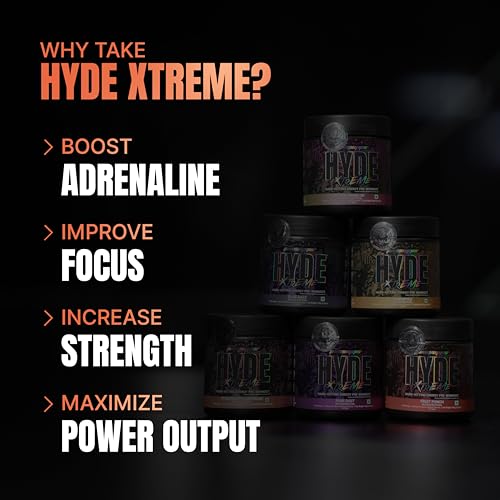 Image of Prosupps HYDE Xtreme Pre-Workout - Strawberry(195g) | 30 Servings | 200mg Caffeine, 2500mg Beta-Alanine & 1000mg Creatine HCL | L-Arginine & L-Tyrosine for Focus | Vitamins B6, B12 & C | Lab Tested
