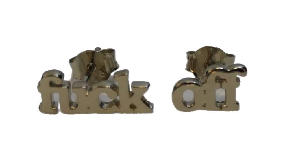 Sophia Rose JewelleryFuck Off Dainty Small Sterling Silver Stud Earrings - Minimalist Jewelry Gift Ideas for Women (yellow-gold-plated-silver)