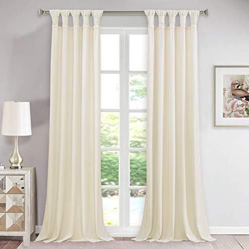 StangH Cream White Velvet Curtains - Home Decor Luxury Velvet Curtain Panels Twist Tab Window Drapes for Nursery / Classroom / Hospital, Ivory, Wide 52 by Long 84 inches, 2 Panels