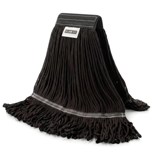 Image of 1 Pack 20.5 oz Cotton String Mop Head, Heavy Duty Red Replacement Mop Refill, Machine Washable for Commercial Industrial Floor Cleaning (Black)