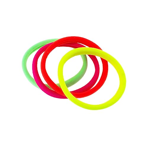 Righe e Pois - Elastici per capelli semplici in microfibra - made in Italy -fermacoda spessore 0.8 cm diametro 5 cm - confezione 4 pezzi (Fluo)