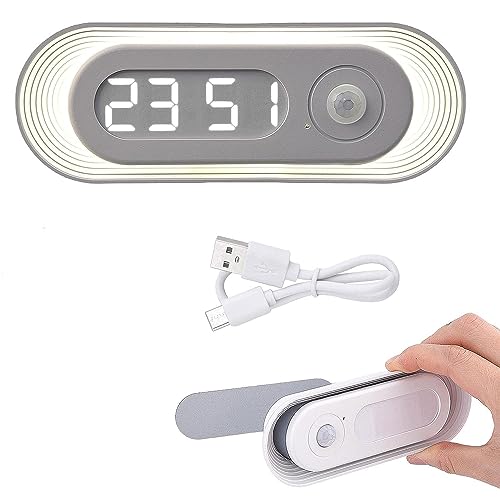 人感センサーライト 室内 時刻表示 掛け時計でもあり 電球色&昼白色 調色 無段階調光 USB充電式 マグネット 配線不要 間接照明 授乳ライト 足元灯 枕元 寝室 子供部屋 廊下 トイレ キッチンなどに対応