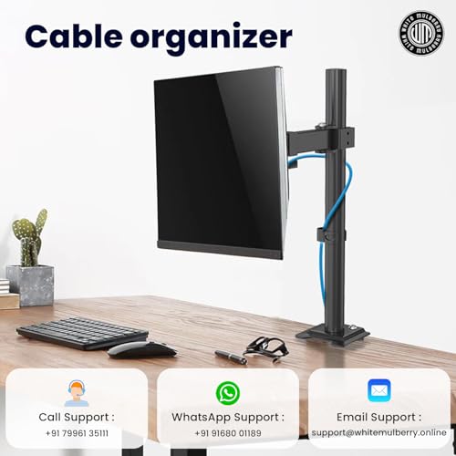 Image of White Mulberry |DIY| Height Adjustable Monitor Arm | Desk Mounted Stand for 15-32 Inch Monitor | 10Kg Screen Load | VESA 75X75 & 100X100 | Adjustable Metal Desk Monitor Mount - (Single Screen)