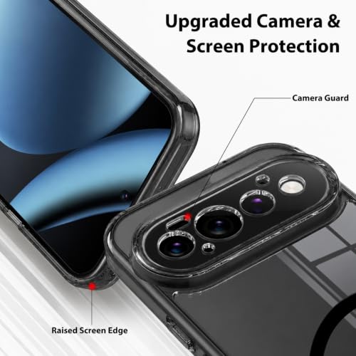 Image of Elzzi Anti Scratch Semi Translucent Cover for Google Pixel 10 Pro XL Case, Premium PC + TPU Magnetic Phone Cases Drop Proof, Compatible with Magsafe Slim Never Yellowing Shockproof