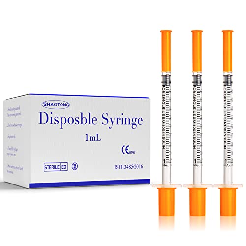 Image of 1ml Syringe 30G 1 /2 inch 13mm Needle Lab Disposable Sample Syringes, 100 Pack | Individual Sealed Package, for Scientific Labs, Liquids Refilling and Measuring