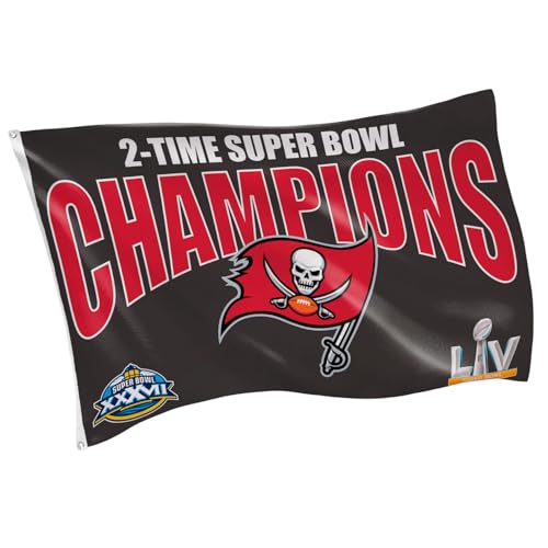 Team Sports America NFL Tampa Bay Buccaneers Multi-Win Superbowl Champions 3x5 Flag for Outside with Grommets | Outdoor & Indoor | Heavy Duty Flag & Banner | Works with Flag Pole for Outside House