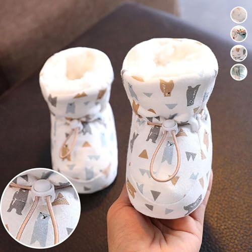 Warm Fur Baby Boots, Winter Snow Drawstring Anti-Slip Soft Sole Warm Booties (New Year blessing, 11cm/4.3in)2