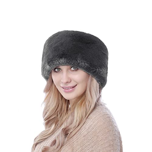 Fluffy Faux Fur Russian Hat for Men Women Elders - Classic Cossack Winter Thick Windproof for Camping Ice Fishing Hunting3