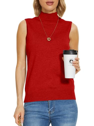 Image of INKOFF Sleeveless Mock Neck Turtleneck Knit Tops Women Dressy Casual Sweater Vest Business Work Tank