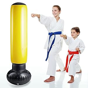 INF-Inflatable-Punching-Bag-for-KidsKids-Punching-Bag-with-Stand-Can-be-Immediately-Rebounded-for-Kickboxing-Karate-Punching-Bag-Gifts-for-712-Year-Old-KidsYellow INF Punching Bag for Kids,Free Standing Inflatable Punching Bag for Immediate Bounce-Back for Practicing Taekwondo, Boxing and to Relieve Pent Up Energy in Kids and Adults (Yellow)