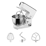 Impastatrice elettrica per la cottura al forno con ciotola da 5 litri, regolazione continua della velocità, impastatrice per alimenti con gancio per impastare, frusta, sistema di miscelazione pla