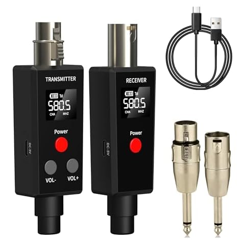 Elimavi 2.4GHz UHF Wireless Microphone System XLR Mic Adapter Wireless Transmitter and Receiver for Dynamic Microphone, Audio Mixer, PA System. Cover