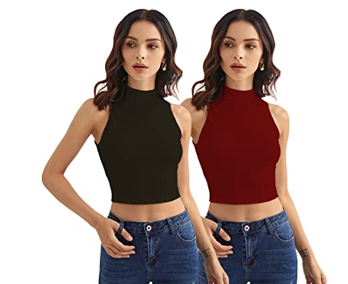 Image of Shasmi Women Crop Top, Ribbed, Stylish Tank Top, Soft and Comfy Fabric has Some Stretch