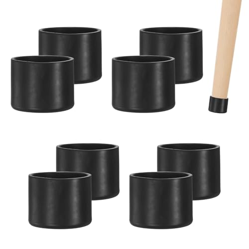 Image of M METERXITY 8-Pack Chair Leg Caps, 1-3 /8 Inch(35mm) PVC Chair Leg Floor Protectors for Folding Chairs /Metal Chairs /Furniture Table /Hardwood Floors, Round Non-Slip Cover End Tips [Black]