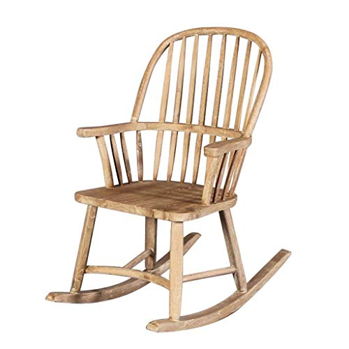 Yankuoo Traditional Leisure Rocking Chair, Solid Wood Distressed Living Room Balcony Home Rocking Chair, Curved Foot Chair/Smooth Rocking Feeling/Strong Bearing Capacity (Color : B)