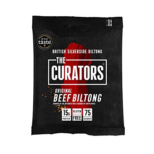 The Curators Rindfleisch Biltong – Original Gewürzte Snacks mit hohem Proteingehalt – 5 x 28g Packungen