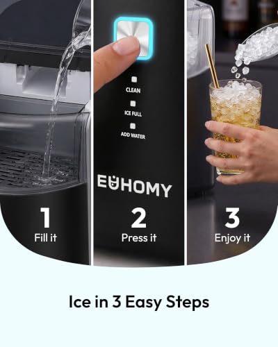 Image of EUHOMY Countertop Nugget Ice Maker, 35lbs Daily Sonic Crushed Ice Machine