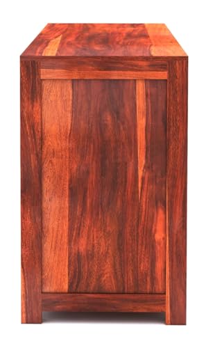 Image of Sheesham Wood Chest of 6 Drawers for Storage | Wooden Sideboard Cabinet for Living Room, Bedroom (Honey Finish)