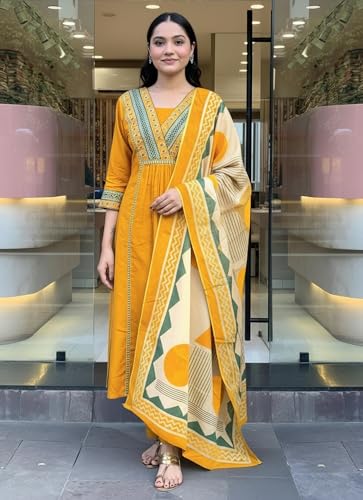 Image of ANNI Designer Women's Rayon Viscose Straight Printed Kurta with Pant & Dupatta Set | Ethnic 3-Piece Readymade Suit for Women | Elegant Festive & Office Wear Traditional Outfit