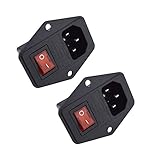 URBEST 10A 250V AC 2 Pcs Rocker Switch 3 Pin IEC320 C14 Inlet Module Plug Fuse