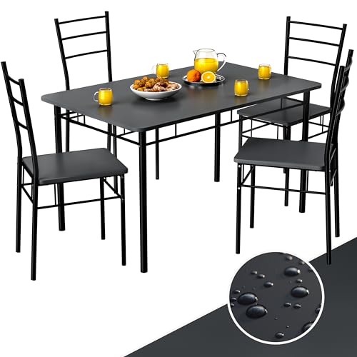 Casaria® Gruppo di Sedute Leo Set 5 Pezzi Tavolo da Pranzo con 4 Sedie Set di Mobili per Sala Cucina Soggiorno Salotto Set da Pranzo Tavoli Sedia