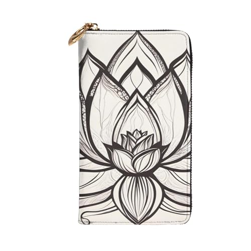 Leather Wallet - Stylish and Durable Wallet for Women with Multiple Compartments and Zipper Design Lotus Flower Namaste Picture2