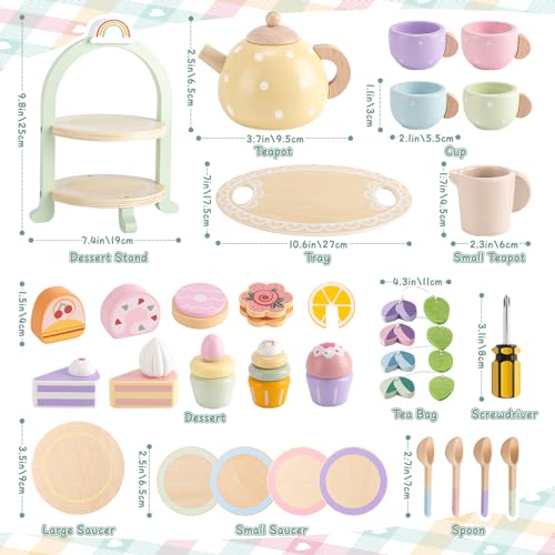 Lonico WOODEN Tea Party Set For Little Girls Toddler Tea Set thumb #1