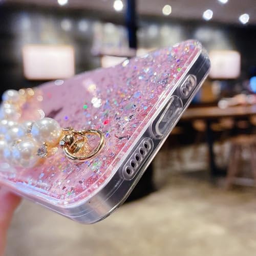 Coque pailletée iPhone avec chaîne perles violette, le cadeau idéal - 3