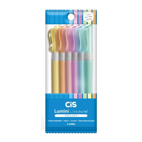 Marca-texto CIS Lumini Lite Pastel, Estojo com 6 cores