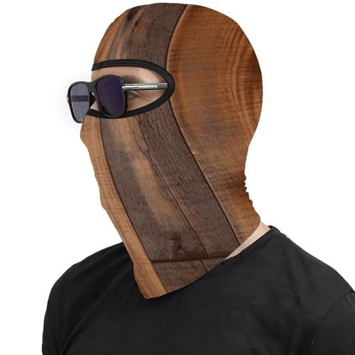 Máscara de esquí para hombres y mujeres, balaclava marrón con estampado de madera, máscara facial térmica, protección contra el frío, equipo de motocicleta, invierno miniatura 4