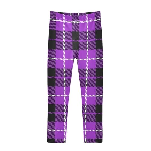 Plaid Purple Black Little Girls Shorts Cotton Cartwheel Shorts Leggings for Vacation