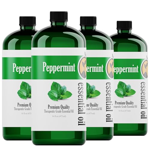 Natures-Star Peppermint Essential Oil 4 Pack 16oz Each 64oz Bulk Therapeutic Grade Peppermint Essential Oil for Aromatherapy Soap Making Candles Diffuser