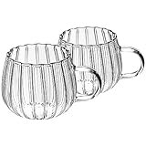 RQPQBO Clear Classic Glass Halloween Cups with Handle 12 Oz- Heat-Resistant Cute Pumpkin Coffee Mugs for Home, Office, Party Drinking Cups Microwave Safe (2Pcs)